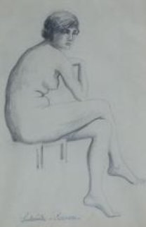 Seated Nude 25x21 Works on Paper (not prints) - Paul Emile Pissarro Seated Nude 25x21 Works on Paper (not prints) - Paul Emile Pissarro