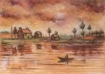 Promenade En Riviere 25x29 Original Painting - Paul Emile Pissarro Promenade En Riviere 25x29 Original Painting - Paul Emile Pissarro