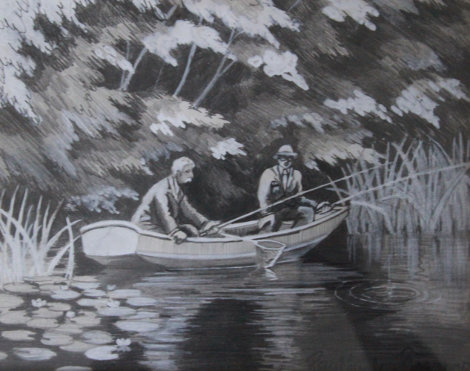 Deux Pecheurs Dans Une Barque 20x25 Original Painting - Paul Emile Pissarro