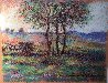 La Charrue De Jules Pastel 19x22 Original Painting by Paul Emile Pissarro - 1