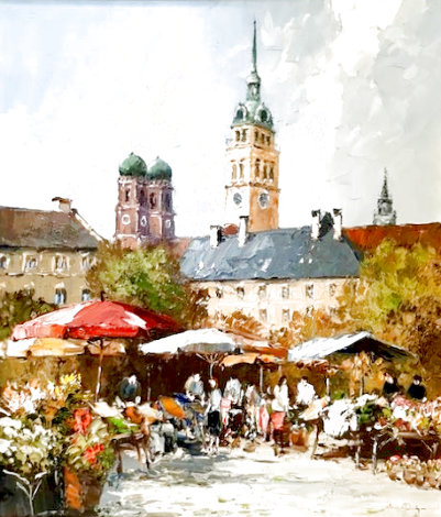 Blumen Market  (Flower Market) 33x29 Original Painting - Erich Paulsen