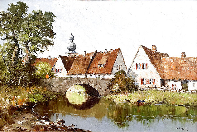 Untitled Farmhouse 1980 33x45 - Huge Original Painting by Erich Paulsen