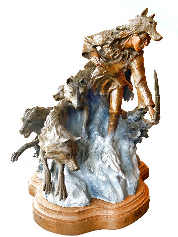 Wolves of Winter Bronze Sculpture 1991 37 in - Huge Sculpture - Ken Payne