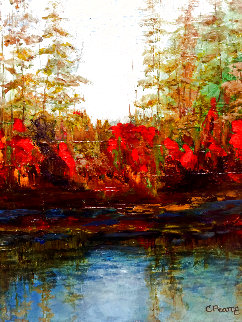 By the Waterfall 2018 16x20 Original Painting - Connie Pearce By the Waterfall 2018 16x20 Original Painting - Connie Pearce