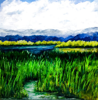 Back Water Pond 2020 24x24 Original Painting - Connie Pearce Back Water Pond 2020 24x24 Original Painting - Connie Pearce