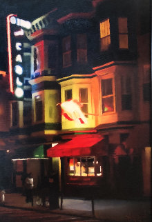 Golden Boy Pizza 3 2016 26x20 Original Painting - Matthew Peck Golden Boy Pizza 3 2016 26x20 Original Painting - Matthew Peck