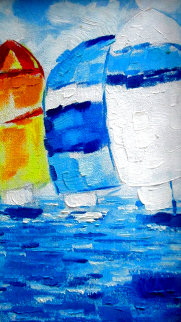 Regatta 109 1982 14x8 Original Painting - Pedro Vaz Regatta 109 1982 14x8 Original Painting - Pedro Vaz