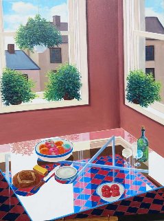 Glass Top Table 48x36 Original Painting - Henry Peeters Glass Top Table 48x36 Original Painting - Henry Peeters
