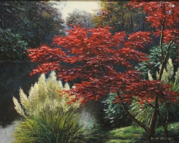 Japanese Maple 1998 34x40 Original Painting - Henry Peeters