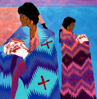Dos Colchas 1989 49x49 Super Huge Original Painting - Amado Pena Dos Colchas 1989 49x49 Super Huge Original Painting - Amado Pena