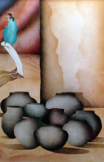 Ollas Blancas 1985 37x27 Original Painting - Amado Pena Ollas Blancas 1985 37x27 Original Painting - Amado Pena