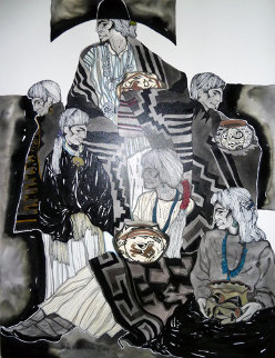 Mestizo Series: Familia 2006 24x18 Original Painting - Amado Pena Mestizo Series: Familia 2006 24x18 Original Painting - Amado Pena