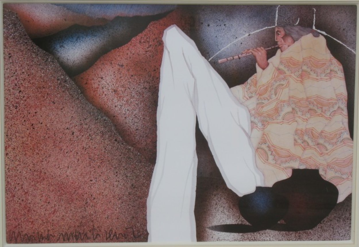Man Playing Flute 1983 Limited Edition Print by Amado Pena Man Playing Flute 1983 Limited Edition Print by Amado Pena