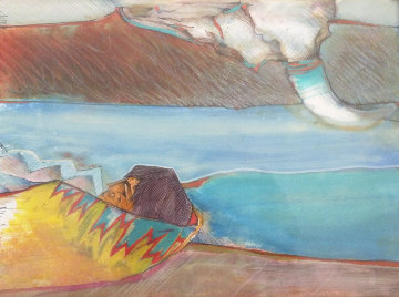 Mujer Y Bisonte 1994 17x21 Original Painting - Amado Pena Mujer Y Bisonte 1994 17x21 Original Painting - Amado Pena