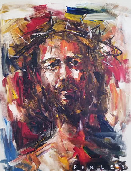 Jesus Christ In Crown Of Thorns 2005 40x30 By Steve Penley