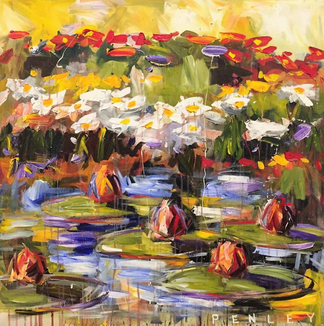 Lily Pads 2000 36x36 Original Painting by Steve Penley Lily Pads 2000 36x36 Original Painting by Steve Penley