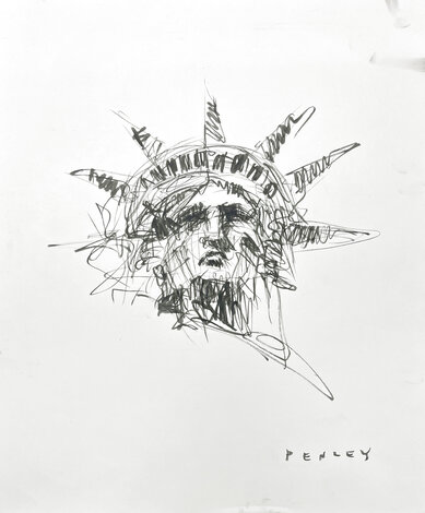 Statue of Liberty 2005 24x19 Drawing - Steve Penley