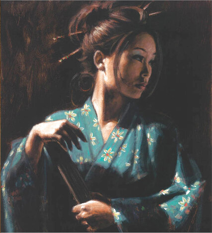 Geisha En Turquesa AP 2006 Embellished Limited Edition Print - Fabian Perez