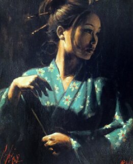 Geisha En Turquesa AP 2006 Embellished Limited Edition Print - Fabian Perez Geisha En Turquesa AP 2006 Embellished Limited Edition Print - Fabian Perez