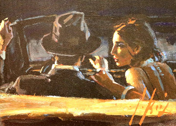 Paco And Darya In Car 22x25 Original Painting - Fabian Perez