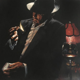 Man Lighting a Cigarette II Embellished Limited Edition Print - Fabian Perez Man Lighting a Cigarette II Embellished Limited Edition Print - Fabian Perez