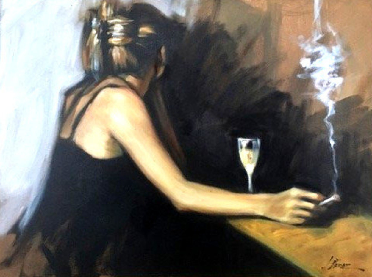 In the Bar 26x32 Original Painting by Fabian Perez