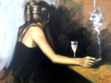 In the Bar 26x32 Original Painting - Fabian Perez