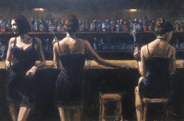 Study For 3 Girls in the Bar 34x40 Super Huge Original Painting - Fabian Perez Study For 3 Girls in the Bar 34x40 Super Huge Original Painting - Fabian Perez