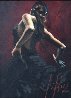 Dancer in Black Dress 2010 25x22 Double Signed Original Painting by Fabian Perez - 1