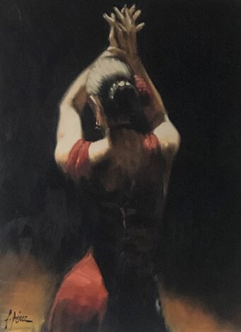 Tango (Red) Embellished Giclee on Canvas Limited Edition Print - Fabian Perez