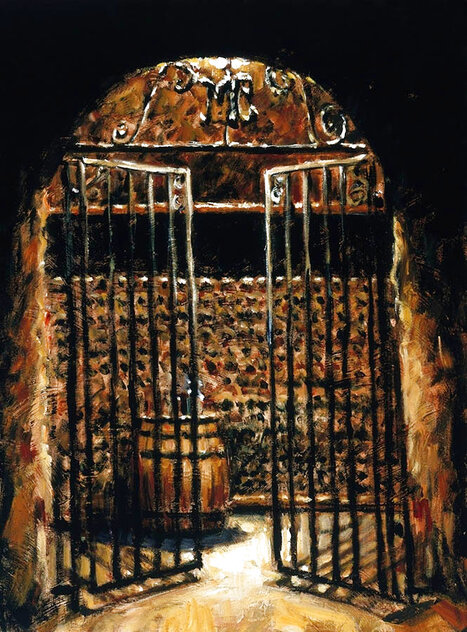 Wine Cellar AP 2004 - Framed Embellished Giclee on Canvas Limited Edition Print by Fabian Perez