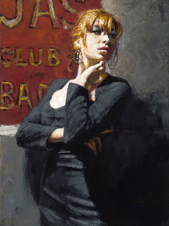 Sandra at the Red Sign AP - Huge Limited Edition Print - Fabian Perez
