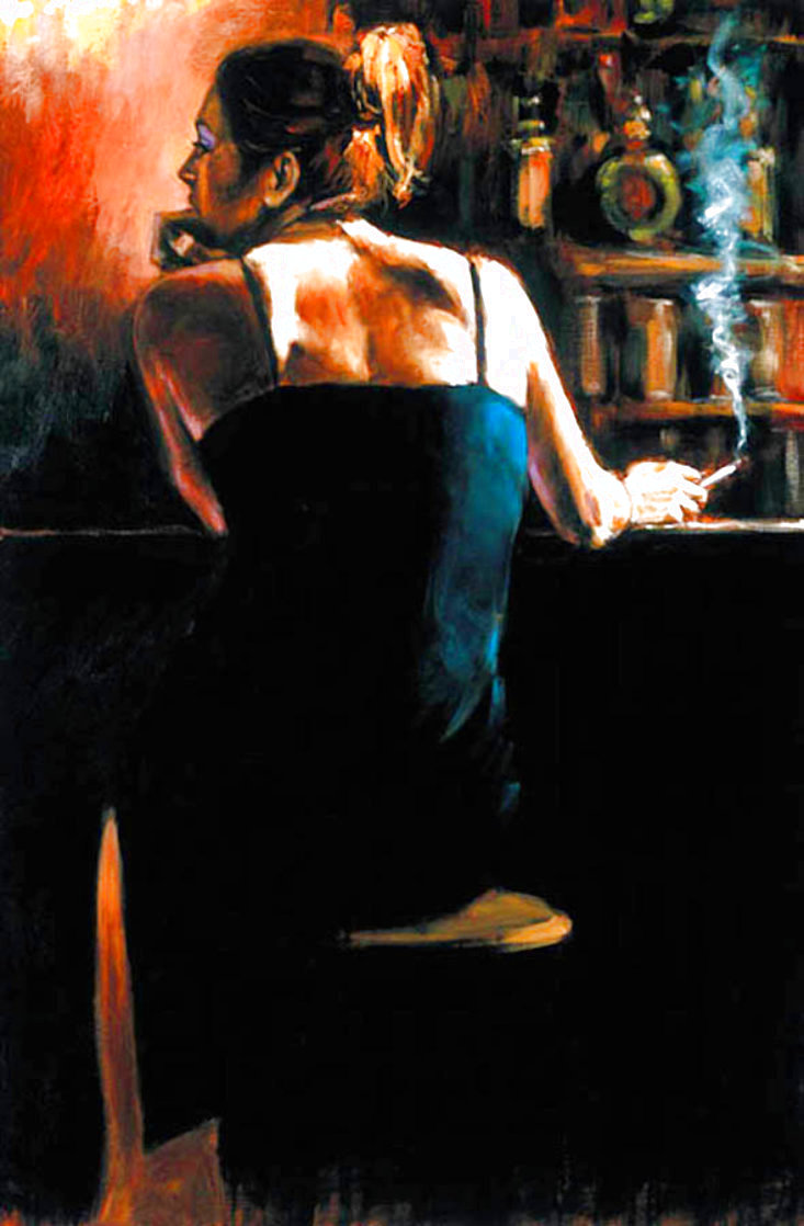 Waiting for a Drink Embellished - Huge Limited Edition Print by Fabian Perez