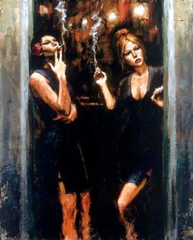 Waiting for Customers Embellished Giclee on Board Limited Edition Print - Fabian Perez