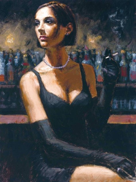 Study for Brunette at Bar AP 2004 Embellished Limited Edition Print by Fabian Perez