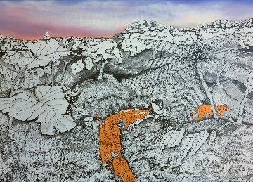 Tiger Walk 1988 44x35 Super Huge Original Painting - Linnea Pergola Tiger Walk 1988 44x35 Super Huge Original Painting - Linnea Pergola