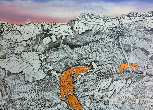 Tiger Walk 1988 Limited Edition Print by Linnea Pergola Tiger Walk 1988 Limited Edition Print by Linnea Pergola