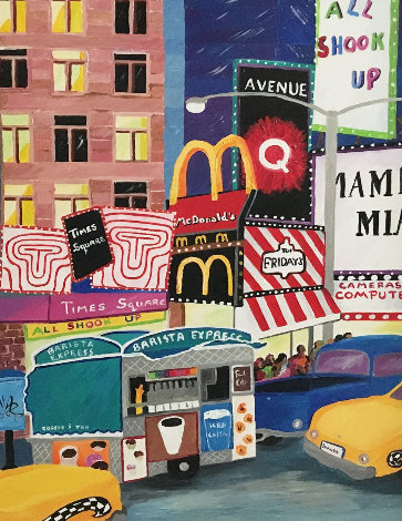 A Taste of Times Square 2001 30x24 - New York, NYC Original Painting - Linnea Pergola