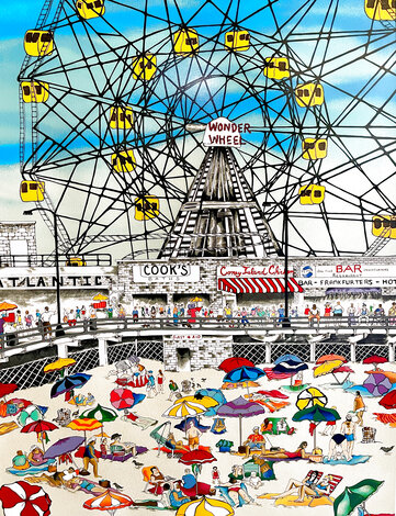 Wonder Wheel 1990 - Huge - Coney Island, New York 48x37 Limited Edition Print - Linnea Pergola