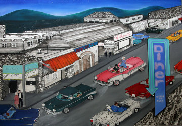 Cruise Night 1990 29x40 Original Painting - Linnea Pergola Cruise Night 1990 29x40 Original Painting - Linnea Pergola