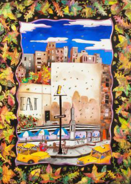 Fall in NYC 52x42 Huge - New York Original Painting by Linnea Pergola