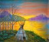 Tee Pee Sunset Original Painting by Gregory Perillo - 0 Tee Pee Sunset Original Painting by Gregory Perillo - 0