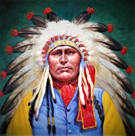 Chief  White Hawk 24x24 Original Painting - Gregory Perillo