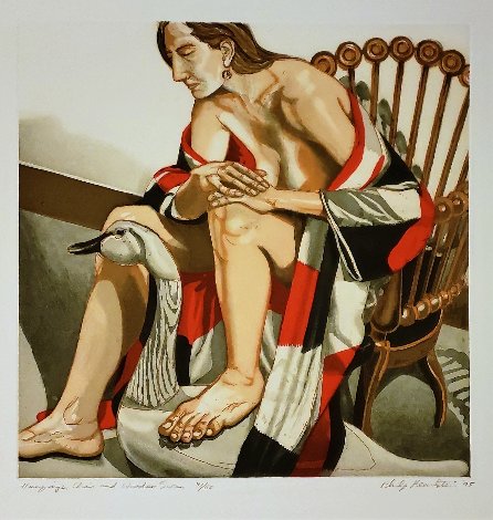 Hunzinger Chair And Wooden Swan 1995 Limited Edition Print - Philip Pearlstein
