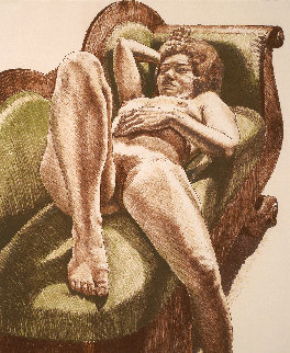 Reclining Nude on Green Couch 1974 Limited Edition Print - Philip Pearlstein