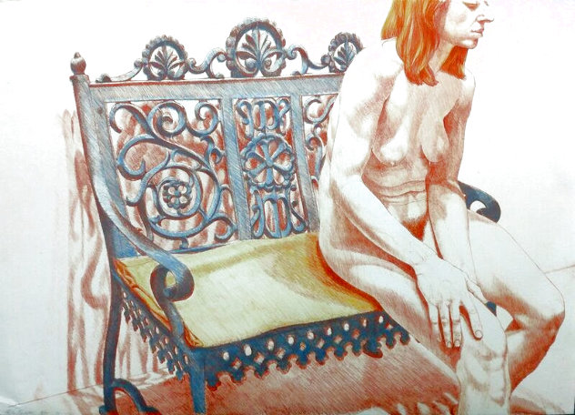 Girl on Iron Bench 1974 Limited Edition Print by Philip Pearlstein