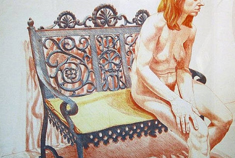 Girl  on an Iron Bench  1974 Limited Edition Print - Philip Pearlstein