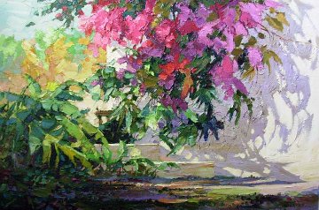 Garden Path 1991 24x36 Original Painting - Endre Peter Darvas Garden Path 1991 24x36 Original Painting - Endre Peter Darvas