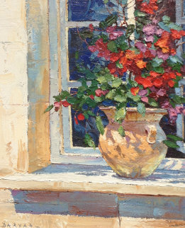 Window Sill 1995 38x24 Original Painting - Endre Peter Darvas Window Sill 1995 38x24 Original Painting - Endre Peter Darvas