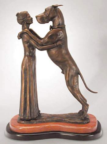 Shall We Dance Bronze Sculpture 2003 8 in - Great Dane Sculpture - Louise Peterson